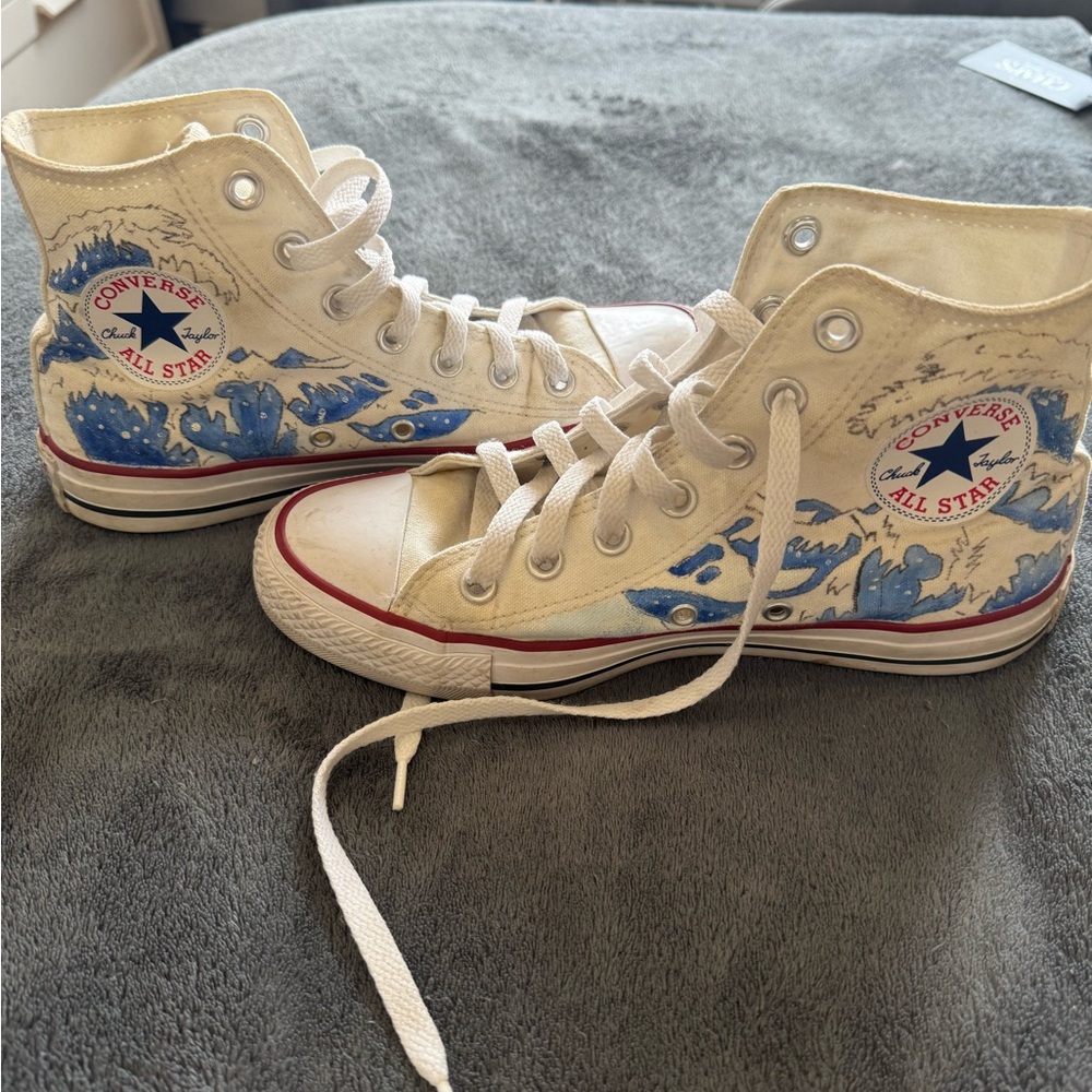 Converse High-Tops with Blue Wave Design
